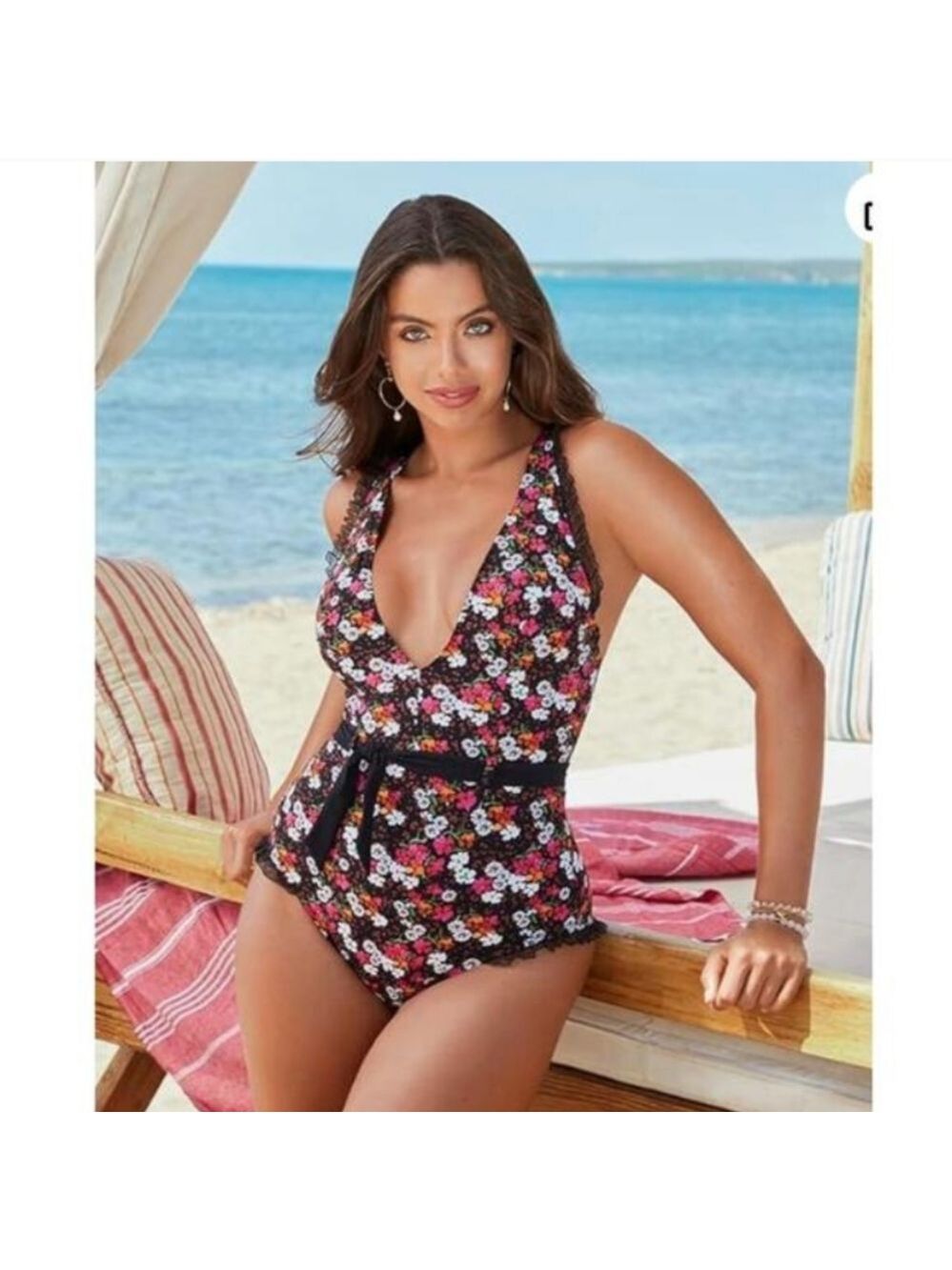 Skinny Dippers One Piece Swimsuit Dora Cinchette Shaping Black XL